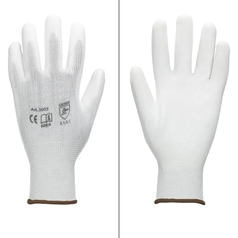 12 Paar Arbeitshandschuhe Nylongewebe mit PU-Beschichtung Größe 9-L Weiß-ECD Germany Outlet