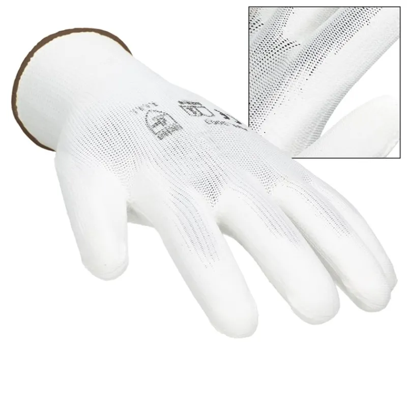 12 Paar Arbeitshandschuhe Nylongewebe mit PU-Beschichtung Größe 9-L Weiß-ECD Germany Outlet