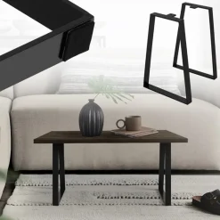 2 Stück Tischbeine Bankkufen B28,5xH40,5 cm Schwarz Tischkufen Trapez-Form Stahl pulverbeschichtet ML-Design-ECD Germany Clearance