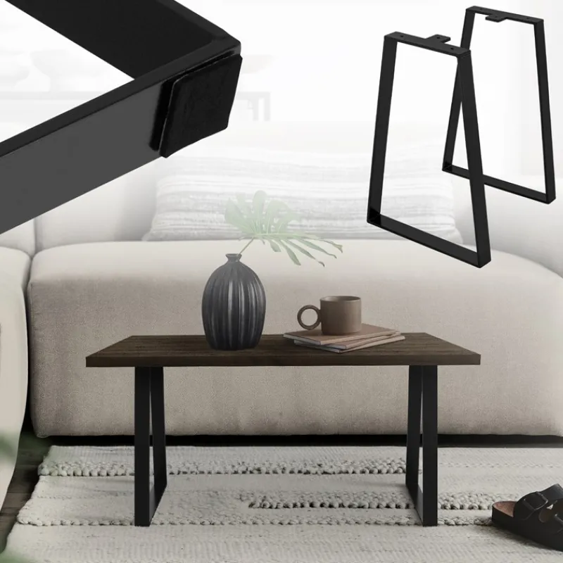 2 Stück Tischbeine Bankkufen B28,5xH40,5 cm Schwarz Tischkufen Trapez-Form Stahl pulverbeschichtet ML-Design-ECD Germany Clearance