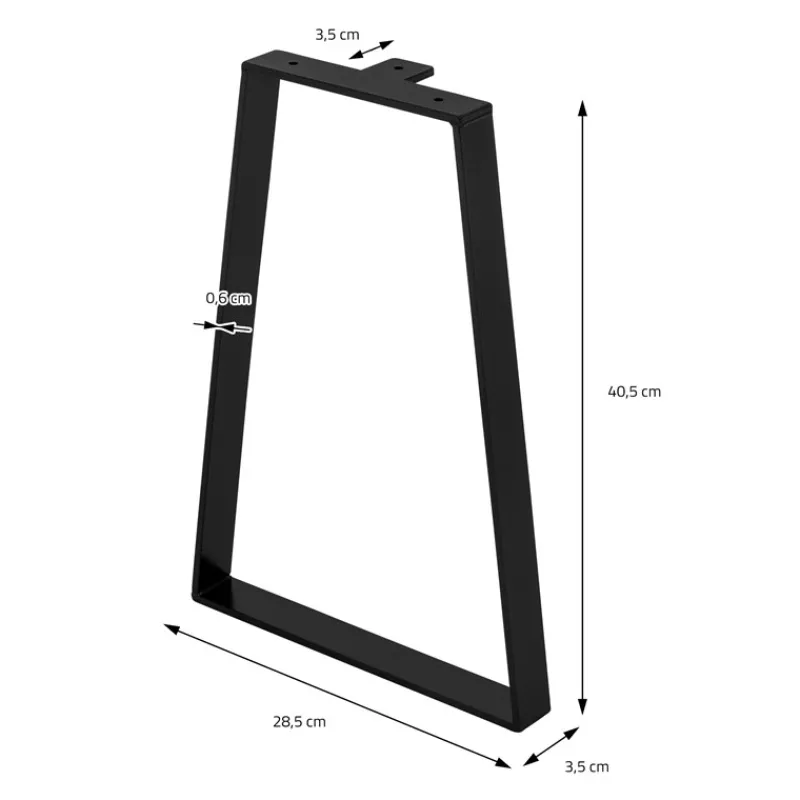 2 Stück Tischbeine Bankkufen B28,5xH40,5 cm Schwarz Tischkufen Trapez-Form Stahl pulverbeschichtet ML-Design-ECD Germany Clearance