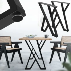 2 Stück Tischbeine B50xH71 cm Tischkufen X-Form Stahl pulverbeschichtet Schwarz ML-Design-ECD Germany Sale