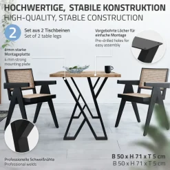 2 Stück Tischbeine B50xH71 cm Tischkufen X-Form Stahl pulverbeschichtet Schwarz ML-Design-ECD Germany Sale