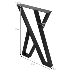 2 Stück Tischbeine B50xH71 cm Tischkufen X-Form Stahl pulverbeschichtet Schwarz ML-Design-ECD Germany Sale