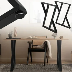 2 Stück Tischbeine B50xH71 cm Tischkufen X-Form Stahl pulverbeschichtet Schwarz ML-Design-ECD Germany Clearance