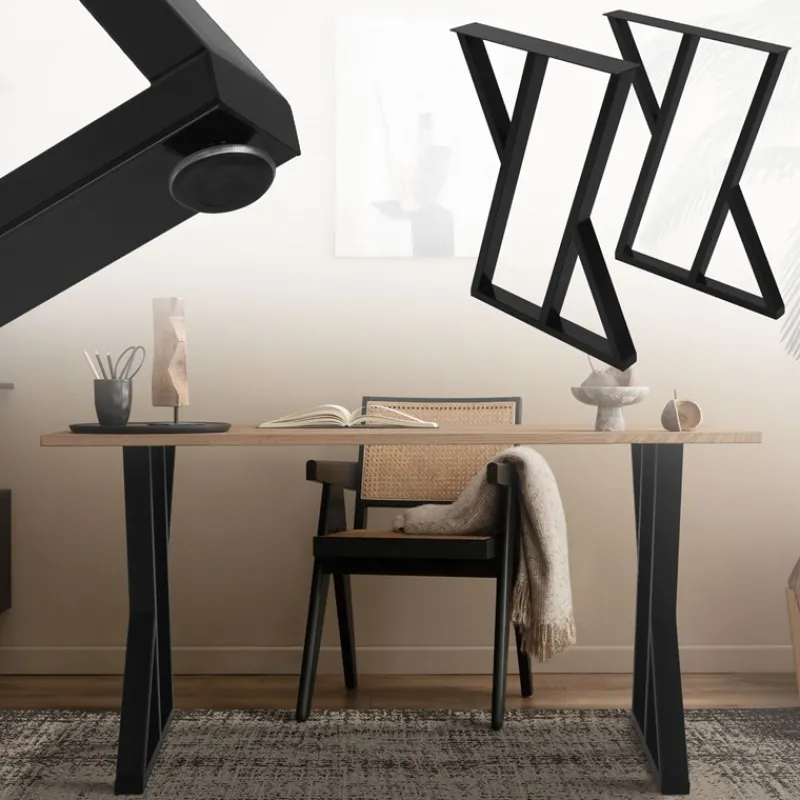 2 Stück Tischbeine B50xH71 cm Tischkufen X-Form Stahl pulverbeschichtet Schwarz ML-Design-ECD Germany Clearance