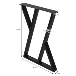 2 Stück Tischbeine B50xH71 cm Tischkufen X-Form Stahl pulverbeschichtet Schwarz ML-Design-ECD Germany Clearance