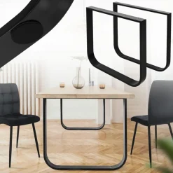 2 Stück Tischbeine B80xH72 cm Tischkufen O-Form aus Stahl pulverbeschichtet Schwarz ML-Design-ECD Germany Clearance