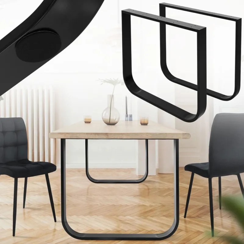 2 Stück Tischbeine B80xH72 cm Tischkufen O-Form aus Stahl pulverbeschichtet Schwarz ML-Design-ECD Germany Clearance