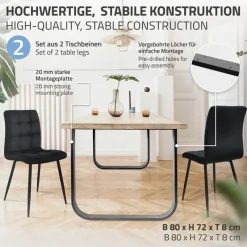 2 Stück Tischbeine B80xH72 cm Tischkufen O-Form aus Stahl pulverbeschichtet Schwarz ML-Design-ECD Germany Clearance