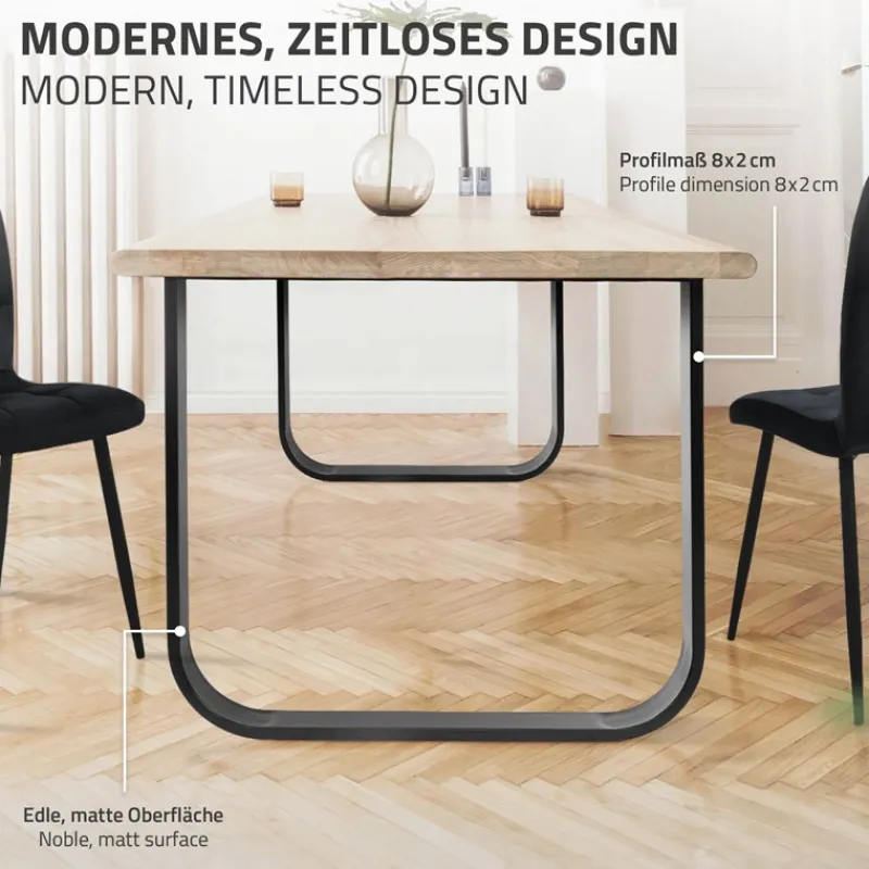 2 Stück Tischbeine B80xH72 cm Tischkufen O-Form aus Stahl pulverbeschichtet Schwarz ML-Design-ECD Germany Clearance