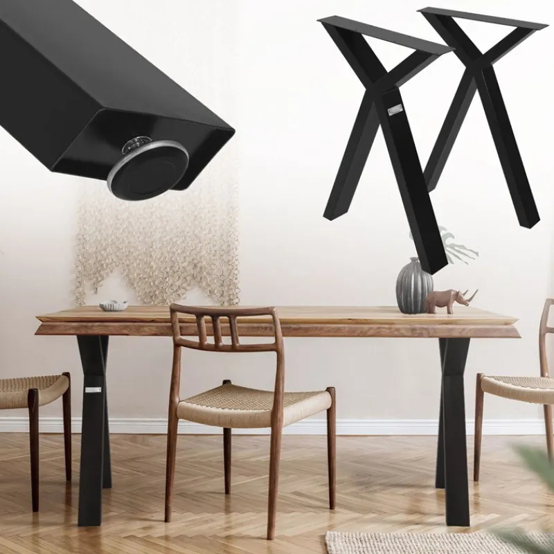 2 Stück Tischbeine B50xH72 cm Tischkufen X-Form Stahl pulverbeschichtet Schwarz ML-Design-ECD Germany Hot