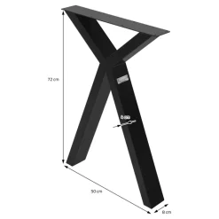 2 Stück Tischbeine B50xH72 cm Tischkufen X-Form Stahl pulverbeschichtet Schwarz ML-Design-ECD Germany Hot