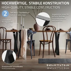 2 Stück Tischbeine B40xH71 cm Tischkufen X-Form aus Stahl pulverbeschichtet Schwarz ML-Design-ECD Germany Sale
