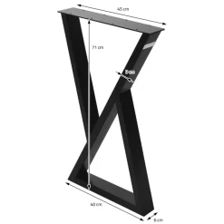 2 Stück Tischbeine B40xH71 cm Tischkufen X-Form aus Stahl pulverbeschichtet Schwarz ML-Design-ECD Germany Sale