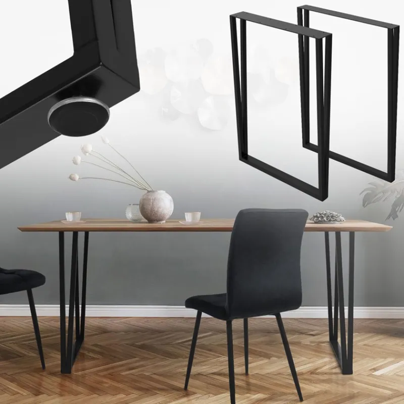 2 Stück Tischbeine B50xH71,5 cm Tischkufen rechteckige Form Stahl pulverbeschichtet Schwarz ML-Design-ECD Germany New