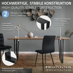 2 Stück Tischbeine B50xH71,5 cm Tischkufen rechteckige Form Stahl pulverbeschichtet Schwarz ML-Design-ECD Germany New