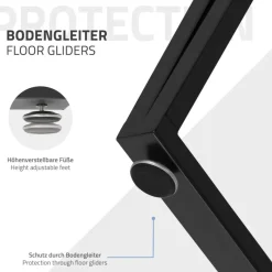 2 Stück Tischbeine B50xH71,5 cm Tischkufen rechteckige Form Stahl pulverbeschichtet Schwarz ML-Design-ECD Germany New