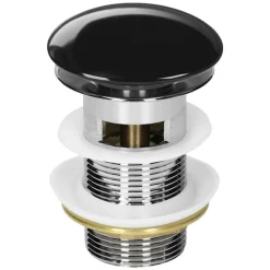 Ablaufgarnitur für Waschbecken mit Überlauf Schwarz glänzend aus Edelstahl LuxeBath-ECD Germany New