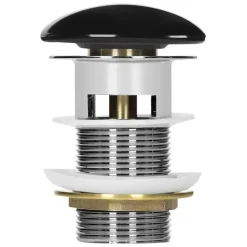 Ablaufgarnitur für Waschbecken mit Überlauf Schwarz glänzend aus Edelstahl LuxeBath-ECD Germany New