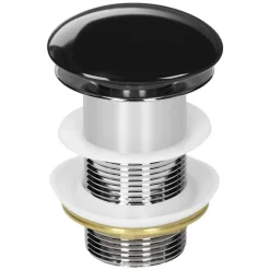 Ablaufgarnitur für Waschbecken ohne Überlauf Schwarz glänzend aus Edelstahl LuxeBath-ECD Germany Outlet