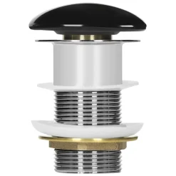 Ablaufgarnitur für Waschbecken ohne Überlauf Schwarz glänzend aus Edelstahl LuxeBath-ECD Germany Outlet