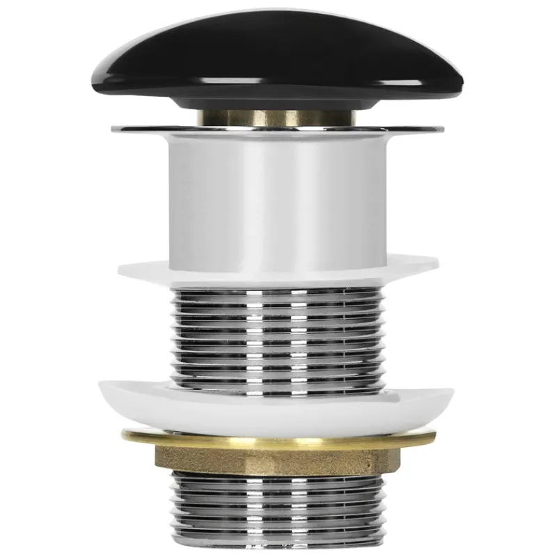 Ablaufgarnitur für Waschbecken ohne Überlauf Schwarz glänzend aus Edelstahl LuxeBath-ECD Germany Outlet