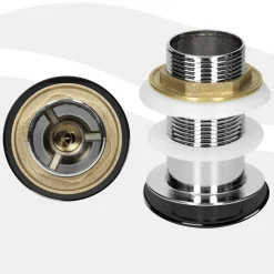 Ablaufgarnitur für Waschbecken ohne Überlauf Schwarz glänzend aus Edelstahl LuxeBath-ECD Germany Outlet