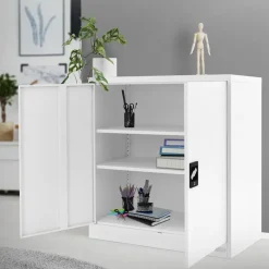 Aktenschrank abschließbar 90x40x90 cm Weiß aus Stahl ML-Design-ECD Germany Sale