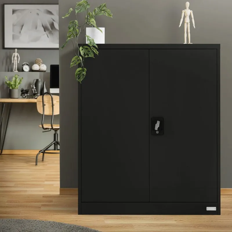 Aktenschrank abschließbar 90x40x109 cm Schwarz aus Stahl ML-Design-ECD Germany Outlet