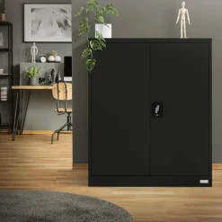 Aktenschrank abschließbar 90x40x109 cm Schwarz aus Stahl ML-Design-ECD Germany Outlet