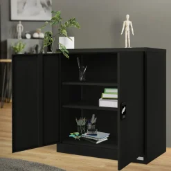 Aktenschrank abschließbar 90x40x90 cm Schwarz aus Stahl ML-Design-ECD Germany Online