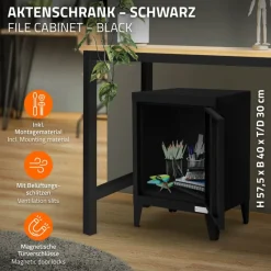 Aktenschrank Büroschrank Industrial 40x30x57,5 cm Schwarz aus Stahl ML-Design-ECD Germany Sale