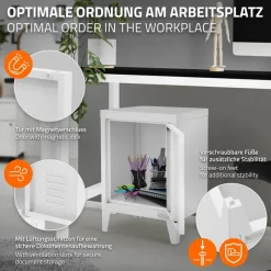Aktenschrank Büroschrank Industrial 40x30x57,5 cm Weiß aus Stahl ML-Design-ECD Germany New