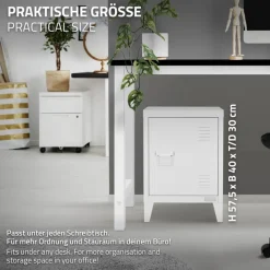 Aktenschrank Büroschrank Industrial 40x30x57,5 cm Weiß aus Stahl ML-Design-ECD Germany New