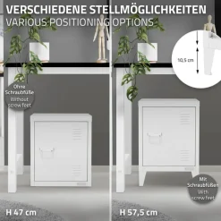 Aktenschrank Büroschrank Industrial 40x30x57,5 cm Weiß aus Stahl ML-Design-ECD Germany New