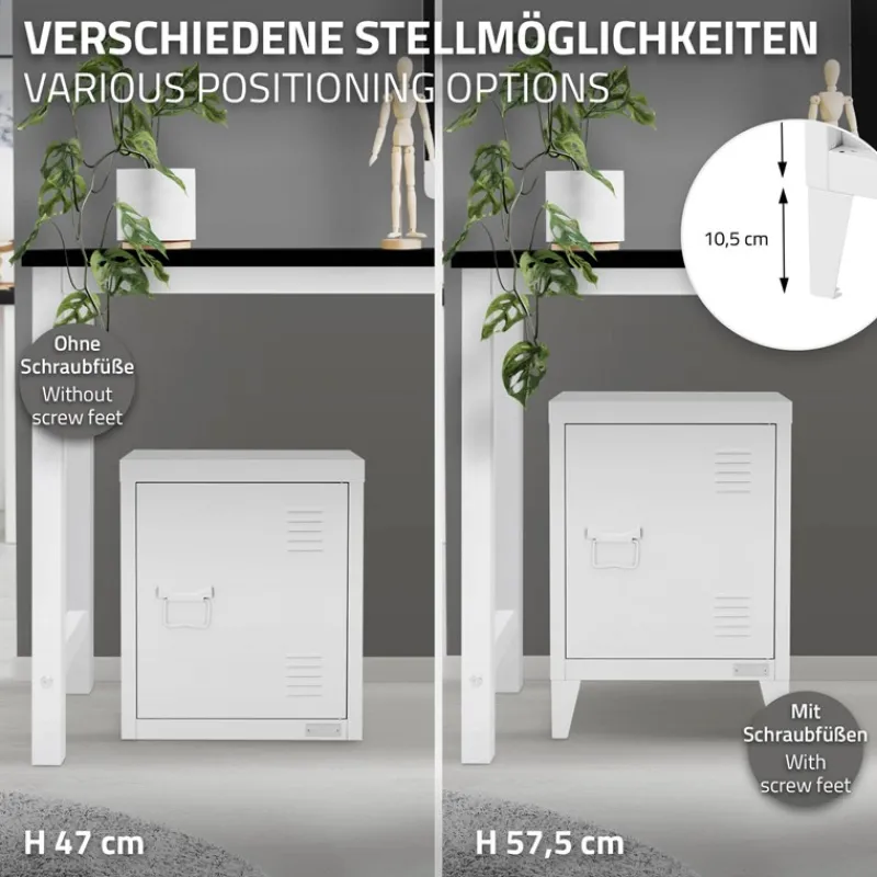 Aktenschrank Büroschrank Industrial 40x30x57,5 cm Weiß aus Stahl ML-Design-ECD Germany New