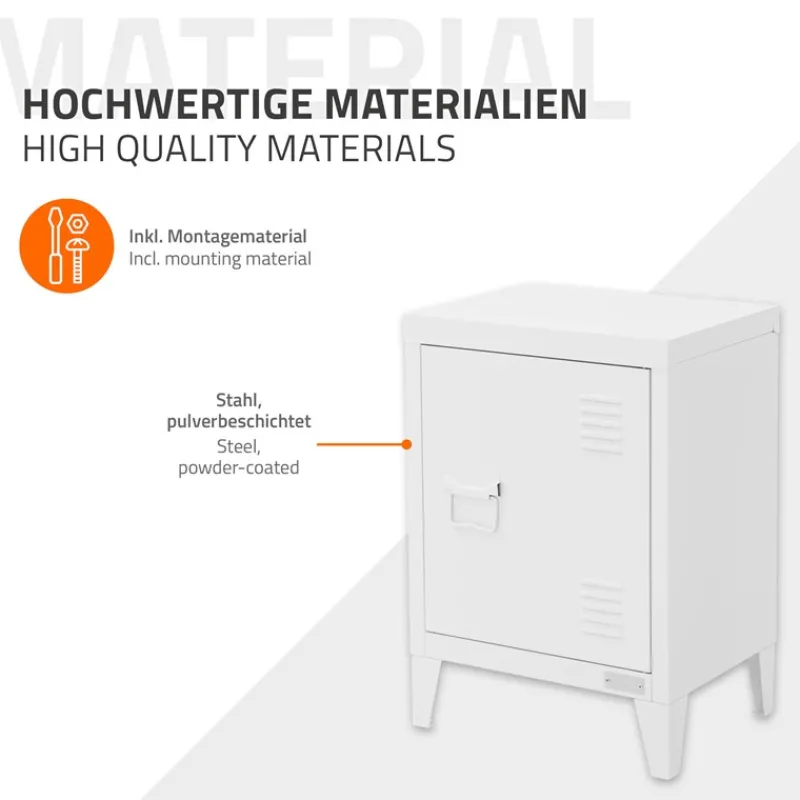 Aktenschrank Büroschrank Industrial 40x30x57,5 cm Weiß aus Stahl ML-Design-ECD Germany New