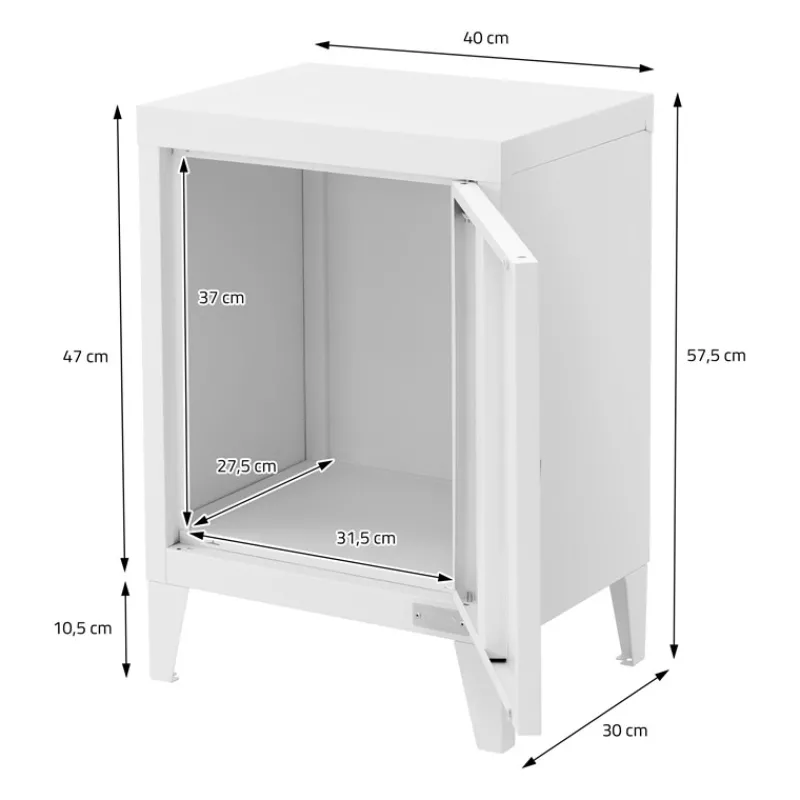 Aktenschrank Büroschrank Industrial 40x30x57,5 cm Weiß aus Stahl ML-Design-ECD Germany New