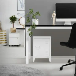 Aktenschrank Büroschrank Industrial 40x30x57,5 cm Weiß aus Stahl ML-Design-ECD Germany New