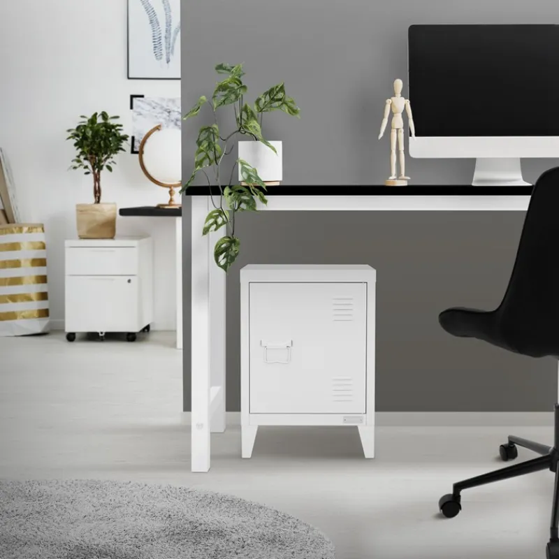 Aktenschrank Büroschrank Industrial 40x30x57,5 cm Weiß aus Stahl ML-Design-ECD Germany New