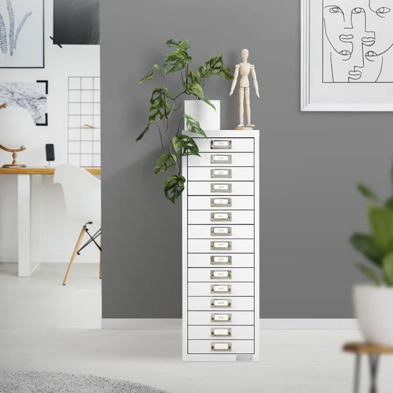 Aktenschrank mit 15 Schubladen 28x38x87 cm Weiß aus Metall ML-Design-ECD Germany Online