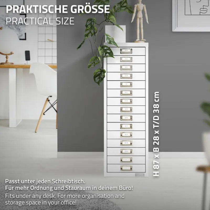 Aktenschrank mit 15 Schubladen 28x38x87 cm Weiß aus Metall ML-Design-ECD Germany Online