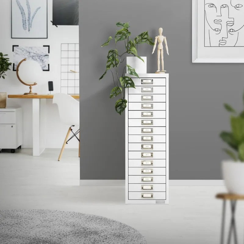 Aktenschrank mit 15 Schubladen 28x38x87 cm Weiß aus Metall ML-Design-ECD Germany Online