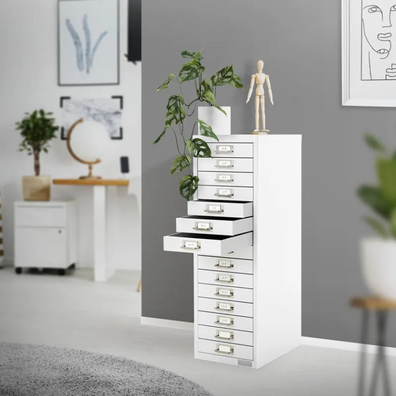 Aktenschrank mit 15 Schubladen 28x38x87 cm Weiß aus Metall ML-Design-ECD Germany Online