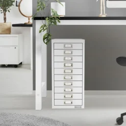 Aktenschrank mit 10 Schubladen 28x38x60 cm Weiß aus Metall ML-Design-ECD Germany Best