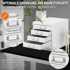 Aktenschrank mit 5 Schubladen 28x38x33 cm Weiß aus Metall ML-Design-ECD Germany Outlet