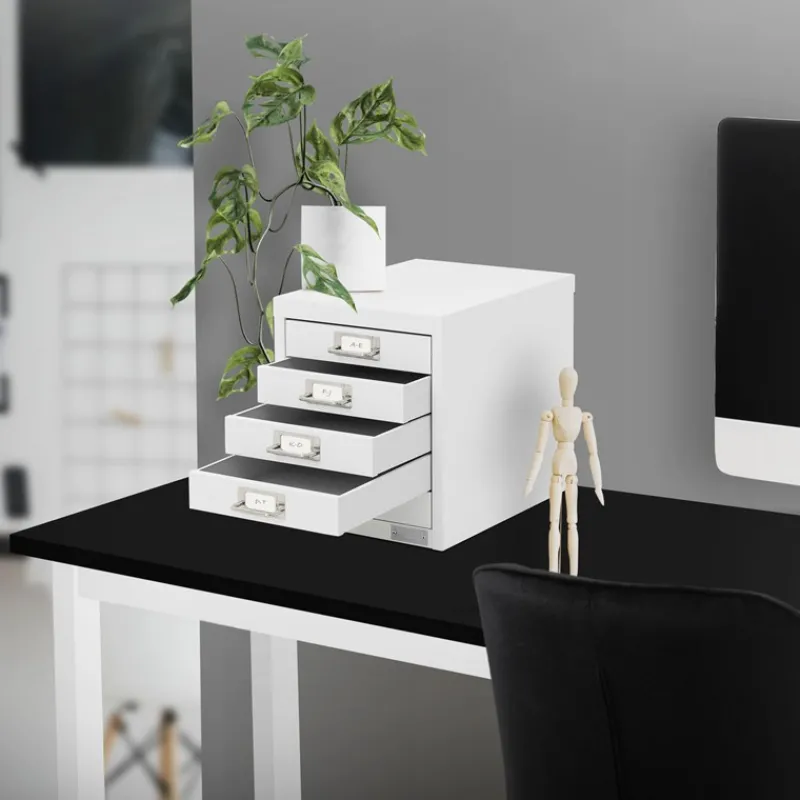 Aktenschrank mit 5 Schubladen 28x38x33 cm Weiß aus Metall ML-Design-ECD Germany Outlet