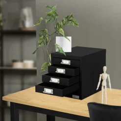 Aktenschrank mit 5 Schubladen 28x38x33 cm Schwarz aus Metall ML-Design-ECD Germany