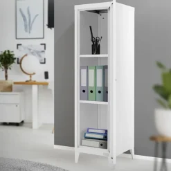 Aktenschrank Spindschrank 1-türig 38x38x137,5 cm Weiß aus Stahl ML-Design-ECD Germany Clearance